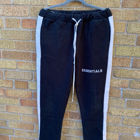 Essentials Fear of God Side Stripe Sweatpants Joggers Small Black - Picture 5 of 8